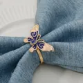 Rhinestone Butterfly Napkin Ring Blue Fabric Table Decor Restaurant Hotel Setting - Blue Rhinestone Butterfly Style (Z1215-BLU Blue)