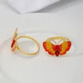 Gold metal napkin rings with red yellow enamel butterfly design rhinestone table decor - Red Yellow Gradient Butterfly Style (Z1216-RE Red)