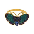 Elegant Butterfly Napkin Ring Gold Enamel Blue Crystal Table Decor for Hotel Restaurant - Blue Green Gradient Butterfly Style (Z1216-BLU Blue)