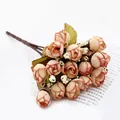 Artificial mini rose bouquet fake flowers wedding home decor photography props - Qiuxing Champagne