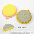 Heavy-duty 2.5cm thick double-sided kitchen cleaning sponge with scouring pad surface - Extra Thick / 1 Piece / Yellow With Silver Wire