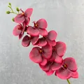 Artificial 3D Phalaenopsis orchid branch with 9 heads for home decor and wedding floral arrangement. - Black Red
