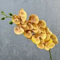Artificial 9-Head 3D Phalaenopsis Orchid Soft Rubber Fake Flower Home Wedding Decor - Mustard Yellow