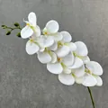 Artificial white Phalaenopsis orchid flower branch faux floral home wedding decor - White with Green Heart