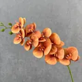 Artificial 3D Phalaenopsis orchid flower branch, 9 heads orange faux floral decoration for home. - Mandarin Orange