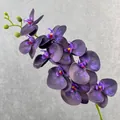 Artificial 9 head 3D Phalaenopsis orchid branch purple fake flower home wedding decor - Deep purple