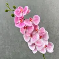 Artificial 3D pink spotted Phalaenopsis orchid branch soft rubber fake flower for home decor. - Pink