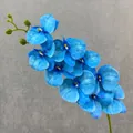Blue artificial orchid 3D soft rubber flower stem for home decor, wedding and party decoration. - Sky Blue