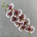 Artificial 9-head 3D Phalaenopsis orchid branch soft rubber fake flower home wedding decor. - Gray Purple