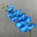 Artificial blue 3d phalaenopsis orchid branch soft rubber fake flowers for decor - Sky Blue