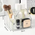Premium transparent 4-compartment acrylic makeup organizer for cosmetics and brushes - Four-Grid Style (4358) / L / Clear White