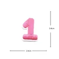 Pink embroidery number 1 patch detail view, fabric applique badge showing size dimensions clearly. - Number 1(DW9964-1)