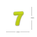 Detail view of a fluorescent yellow embroidered number 7 cloth patch with white border. - Number 7(DW9964-7)