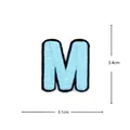 Light blue embroidered letter M patch, alphabet clothing repair badge, iron on patch. - Letter M