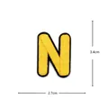 Embroidered letter N patch clothing accessory, yellow with black border, size 3.4x2.7cm. - Letter N
