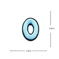 Blue embroidered letter or number O patch DIY clothing accessory size 3.4x2.4cm - Letter O