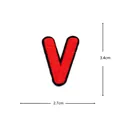 Red embroidered letter V patch for clothing repair, decorative iron on fabric badge 3.4x2.7cm size - Letter V