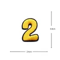 Gold number 2 embroidered patch clothing repair decorative badge 3.4x2.4cm detail view - Number 2