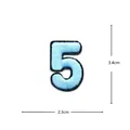 Blauwe nummer 5 borduurwerk patch opstrijkbaar kleding reparatie badge 3.4x2.3 cm - Cijfer 5