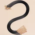 Schwarze gewachste Kordelhalskette mit goldenem Karabiner DIY Schmuck Zubehör Variante - Schwarze Schnur mit Goldverschluss / 45+5cm 1.5mm / Schwarz