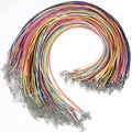 Colorful waxed cord necklace strings with lobster clasps, bulk DIY jewelry making supplies. - Multicolor Cord with Silver Clasp / 45+5cm 1.5mm / Multicolor