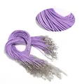 Purple waxed cord necklace with lobster clasp, durable DIY jewelry making supplies. - Light Purple Cord with Silver Clasp / 45+5cm 1.5mm / Light Purple