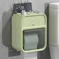 Wall-mounted light green waterproof bathroom tissue box storage and roll paper holder - Square Double Layer Style / Fruit Green