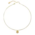 Gold tone eight pointed star pendant necklace with delicate chain and adjustable extender. - Octagram Round Pendant