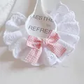 Wit kant huisdier slabbetje met roze strik, schattige kat en hond decoratieve halsband. - XS / Roze Ruitjes Strik