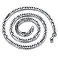 Heavy silver stainless steel curb chain necklace for men, bold hip hop jewelry style - 4mm Lobster Clasp (Double 4 Polished Chain) / 17cm / Silver