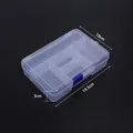 Transparent plastic storage box with blue latch and multi-compartments for jewelry parts. - 5-Grid Box