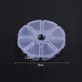 Round transparent storage box with multiple compartments for beads and small parts. - 8-Slot Round Box