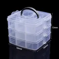 Transparent 3-layer plastic storage box with handle, multi-grid craft organizer box variant. - 3-Layer 18-Grid Box