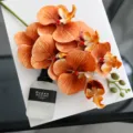 Artificial orange phalaenopsis orchid flowers home decor faux floral bouquet table centerpiece - Mandarin Orange