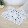 Alfombra lavable e impermeable para mascotas con estampado de huesos azules y gris - 40x30cm / Hueso Blanco