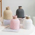 Nordico minimalista plastica vaso set crema stile strisce verticali decorazione floreale tavola casa - Effetto bagnato / Bianco