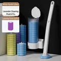 Einweg-Toilettenbürsten-Set mit Wandhalterung und Lavendel-Reinigungsnachfüllungen - 6 Stück Packung / Weißer Sockel + 6 Lavendel-Nachfüllpackungen