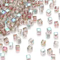 Transparent cube faceted crystal beads for DIY bracelet jewelry making, colorful loose beads. - Sunset Color