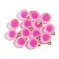 Pink frosted acrylic round bead charms with gold loops for DIY bracelet jewelry making. - Frosted Inner Color Round Bead / 10 Pieces Pack / Rose Red