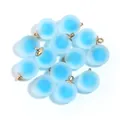 Acrylic frosted inner-color round bead gold pendants for DIY bracelet jewelry accessories. - Frosted Inner Color Round Bead / 10 Pieces Pack / Blue