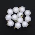 Frosted acrylic round bead charms with gold loops for DIY jewelry bracelet making accessories. - Frosted Inner Color Round Bead / 10 Pieces Pack / White