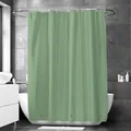 Effen groene douchegordijn detailweergave, waterdicht schimmelwerend badkamer scheidingswand accessoire - 180x180cm / Appelgroen - Stalen Oogje + Magneet + Witte Haken