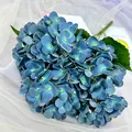 Artificial hydrangea flower bouquet blue silk flowers for home decor wedding party 5 heads - Teal