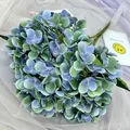 Artificial blue green hydrangea flower bouquet with 5 heads for home decor wedding party - Malachite green