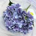 Artificial blue purple hydrangea flower bouquet for home decor and wedding party decor. 5 heads. - Blue and Purple