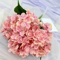 Artificial hydrangea flower bouquet 3D pink fake flowers for home wedding decor - Flesh Pink