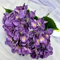 Purple artificial hydrangea bouquet, 5 heads fake flowers for home wedding party decor. - Deep purple