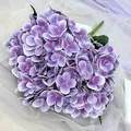 Purple artificial hydrangea flower bouquet 5 heads for home decor wedding party staging. - Purple