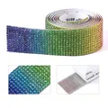 Polychromi aftokolliti kordela strass me gradient gia cheirotechnies kai diakosmisi DIY. - 4 Σειρές / Πολύχρωμο
