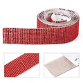 Αυτοκόλλητη κόκκινη ταινία στρασς DIY διαμαντένια κορδέλα λάμψη για χειροτεχνίες - 4 Σειρές / Κόκκινο